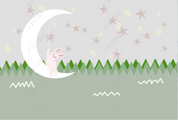 3D Animal Rabbit Moon Star Line Wall Mural Wallpaper YXL 2045