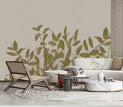 3D Leaf Green Trunk Wall Mural Wallpaper YXL 2047