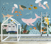 3D Animal Shark Sea Turtle Fish Octopus Acaleph Wall Mural Wallpaper YXL 2077