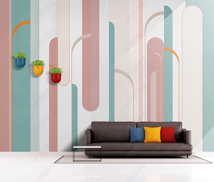 3D Geometric Line Ellipse Wall Mural Wallpaper YXL 2081