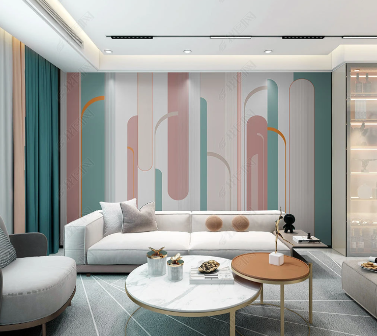3D Geometric Line Ellipse Wall Mural Wallpaper YXL 2081