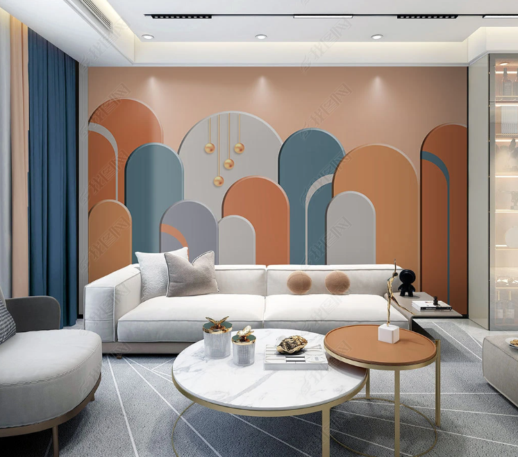 3D Geometric Line Ellipse Wall Mural Wallpaper YXL 2082