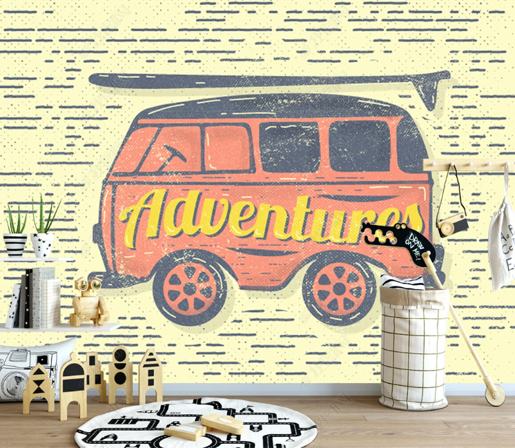 3D Retro Automobile Letter Wall Mural Wallpaper YXL 2093