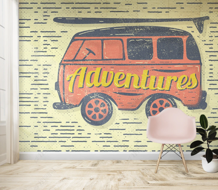 3D Retro Automobile Letter Wall Mural Wallpaper YXL 2093