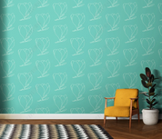 3D Freehand Sketching Floral White Pale Green Wall Mural Wallpaper YXL 2100