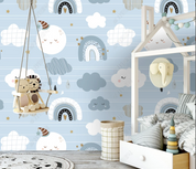 3D Cartoon Cloud Rain Star Wall Mural Wallpaper YXL 2117