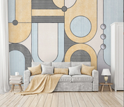 3D Geometric Line Ellipse Round Wall Mural Wallpaper YXL 2143