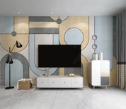 3D Geometric Line Ellipse Round Wall Mural Wallpaper YXL 2143