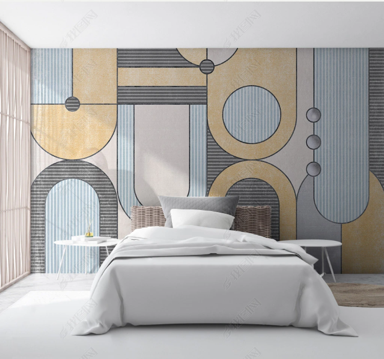 3D Geometric Line Ellipse Round Wall Mural Wallpaper YXL 2143