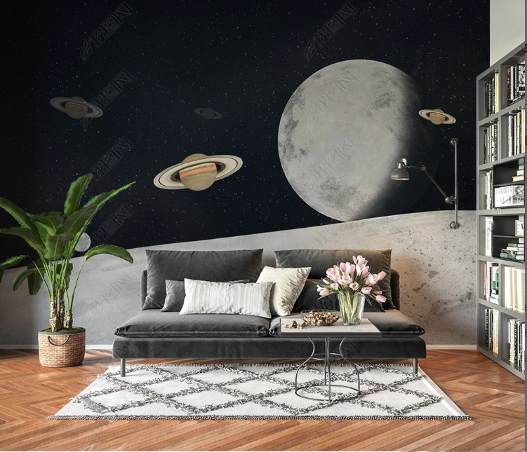 3D Night Spacecraft The Earth Wall Mural Wallpaper YXL 2152