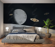 3D Night Spacecraft The Earth Wall Mural Wallpaper YXL 2152