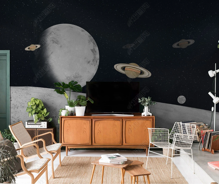3D Night Spacecraft The Earth Wall Mural Wallpaper YXL 2152