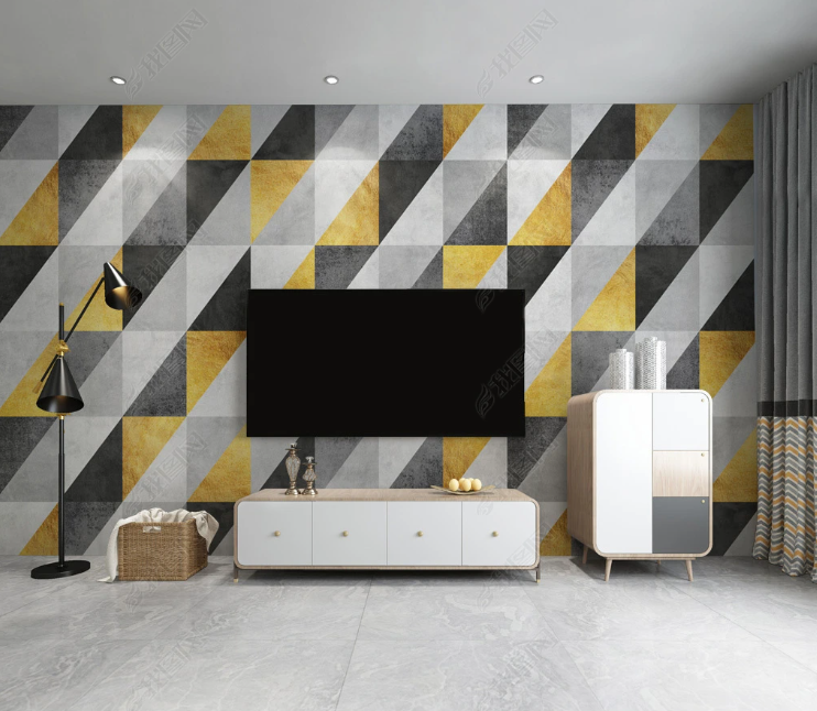 3D Geometric Square Triangle Rectangle Wall Mural Wallpaper YXL 2154