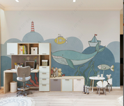 3D Animal Whale Goldfish Sailing Wall Mural Wallpaper YXL 2159