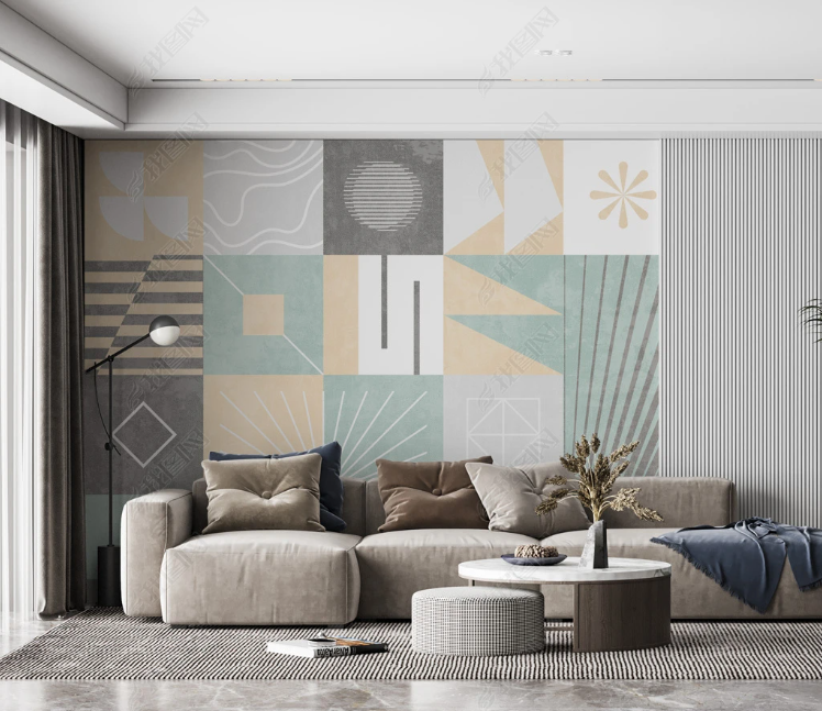3D Geometric Square Triangle Rectangle Wall Mural Wallpaper YXL 2176
