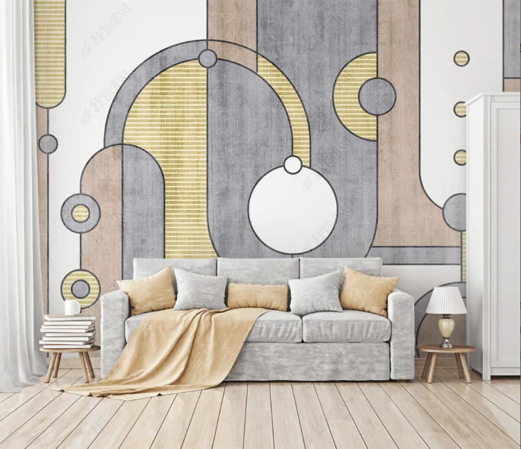 3D Geometric Ellipse Round Rectangle Wall Mural Wallpaper YXL 2185