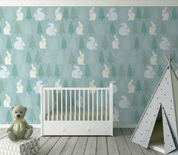 3D Cartoon Rabbit Tree Squirrel Wall Mural Wallpaper YXL 2205