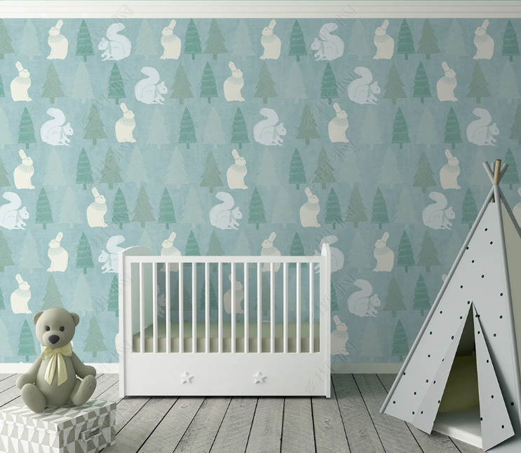 3D Cartoon Rabbit Tree Squirrel Wall Mural Wallpaper YXL 2205