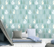 3D Cartoon Rabbit Tree Squirrel Wall Mural Wallpaper YXL 2205