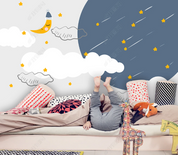 3D Cartoon Sky Moon Star Cloud Wall Mural Wallpaper YXL 2215