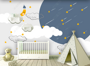 3D Cartoon Sky Moon Star Cloud Wall Mural Wallpaper YXL 2215