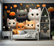 3D Cartoon Forest Animal Cat Floral Kids Wallpaper Wall Mural Wall Decor Wall Art Wall Sticker Remoable Wallpaper LQH 8