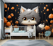 3D Cartoon Forest Animal Cat Floral Kids Wallpaper Wall Mural Wall Decor Wall Art Wall Sticker Remoable Wallpaper LQH 9