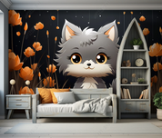 3D Cartoon Forest Animal Cat Floral Kids Wallpaper Wall Mural Wall Decor Wall Art Wall Sticker Remoable Wallpaper LQH 9