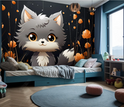3D Cartoon Forest Animal Cat Floral Kids Wallpaper Wall Mural Wall Decor Wall Art Wall Sticker Remoable Wallpaper LQH 9