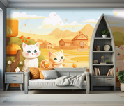3D Cartoon Animal Cat House Kids Wallpaper Wall Mural Wall Decor Wall Art Wall Sticker Remoable Wallpaper LQH 10
