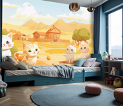 3D Cartoon Animal Cat House Kids Wallpaper Wall Mural Wall Decor Wall Art Wall Sticker Remoable Wallpaper LQH 10