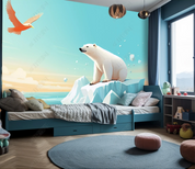 3D Cartoon Animal Polar Bear Sky Eagle Kids Wallpaper Wall Mural Wall Decor Wall Art Wall Sticker Remoable Wallpaper LQH 16