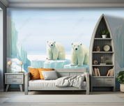 3D Cartoon Animal Polar Bear Kids Wallpaper Wall Mural Wall Decor Wall Art Wall Sticker Remoable Wallpaper LQH 21