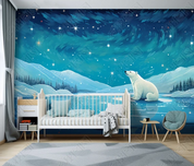 3D Cartoon Animal Polar Bear Kids Wallpaper Wall Mural Wall Decor Wall Art Wall Sticker Remoable Wallpaper LQH 22