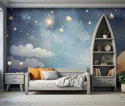 3D Cartoon Animal Starry Sky Clouds Fox Wallpaper Wall Mural Wall Decor Wall Art Wall Sticker Remoable Wallpaper LQH 51