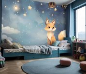 3D Cartoon Animal Starry Sky Clouds Fox Wallpaper Wall Mural Wall Decor Wall Art Wall Sticker Remoable Wallpaper LQH 51