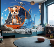3D Cartoon Sky Plane Animal Dog Wallpaper Wall Mural Wall Decor Wall Art Wall Sticker Remoable Wallpaper LQH 62