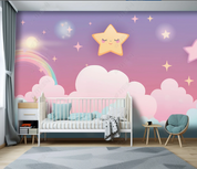 3D Cartoon Sky Clouds Rainbow Wallpaper Wall Mural Wall Decor Wall Art Wall Sticker Remoable Wallpaper LQH 92