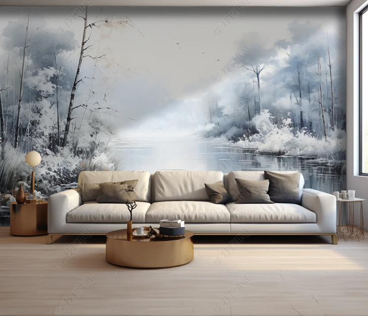 3D Watercolor Forest River Wallpaper Wall Mural Wall Decor Wall Art Wall Sticker Remoable Wallpaper LQH 181
