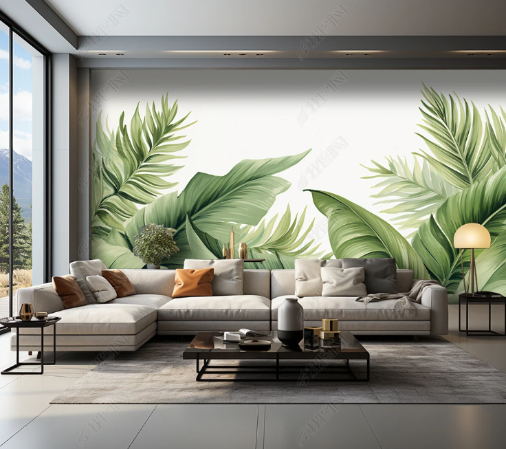3D Green Palm Leaf Wallpaper Wall Mural Wall Decor Wall Art Wall Sticker Remoable Wallpaper LQH 196