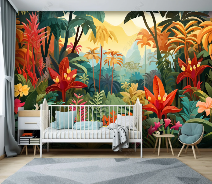 3D Fantasy Fairy Tale Green Forest Wall Mural Wall Decor Wall Art Wall Sticker Remoable Wallpaper LQH 205