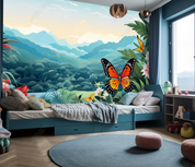 3D Watercolor Forest Mountain Butterfly Wallpaper Wall Mural Wall Decor Wall Art Wall Sticker Remoable Wallpaper LQH 206