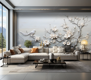 3D Relief Floral Bird Wall Mural Wall Decor Wall Art Wall Sticker Remoable Wallpaper LQH 234