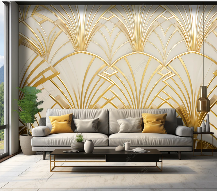 3D Gold Decoration Pattern Wallpaper Wall Mural Wall Decor Wall Art Wall Sticker Remoable Wallpaper LQH 237