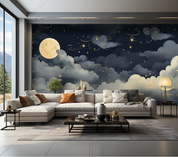 3D Night Sky Cloud Moon Wallpaper Wall Mural Wall Decor Wall Art Wall Sticker Remoable Wallpaper LQH 239