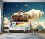 3D Cartoon Space Spaceship Cloud Wallpaper Wall Mural Wall Decor Wall Art Wall Sticker Remoable Wallpaper LQH 260