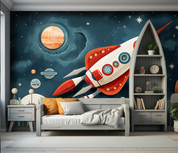 3D Cartoon Space Rocket Cloud Wallpaper Wall Mural Wall Decor Wall Art Wall Sticker Remoable Wallpaper LQH 261