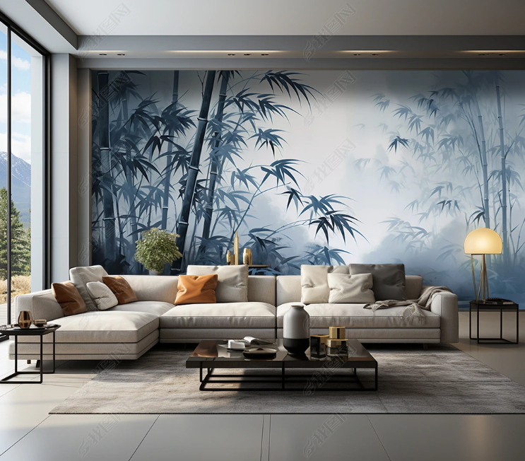 3D Watercolor Forest Fog Bamboo Wallpaper Wall Mural Wall Decor Wall Art Wall Sticker Remoable Wallpaper LQH 289
