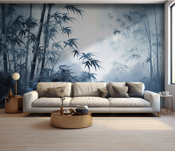 3D Watercolor Forest Fog Bamboo Wallpaper Wall Mural Wall Decor Wall Art Wall Sticker Remoable Wallpaper LQH 289