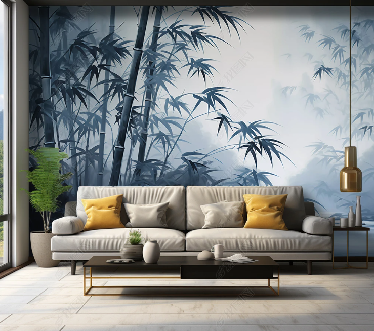 3D Watercolor Forest Fog Bamboo Wallpaper Wall Mural Wall Decor Wall Art Wall Sticker Remoable Wallpaper LQH 289